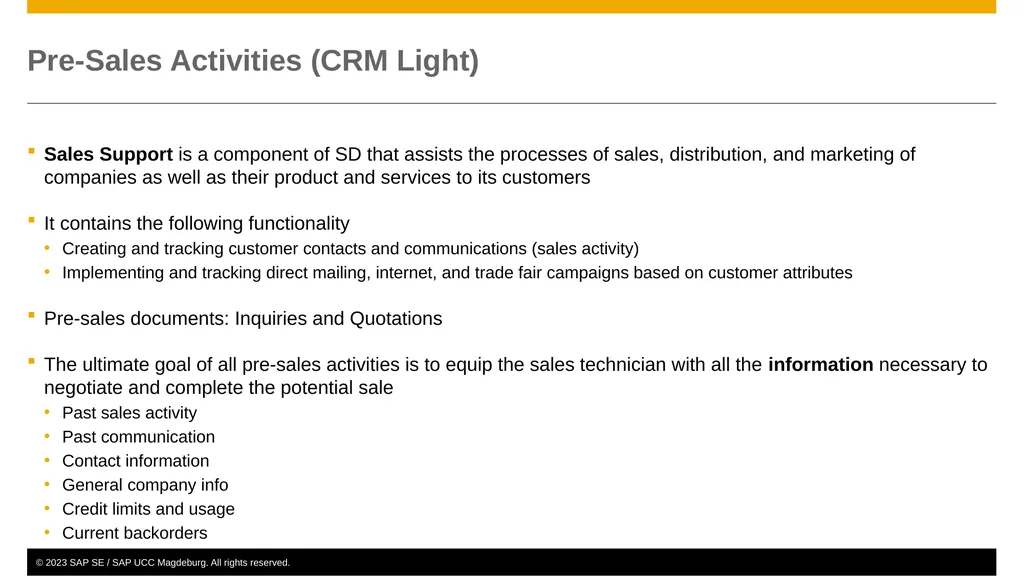 Sales and Distribution (SD) Curriculum: - slide 22 of 46