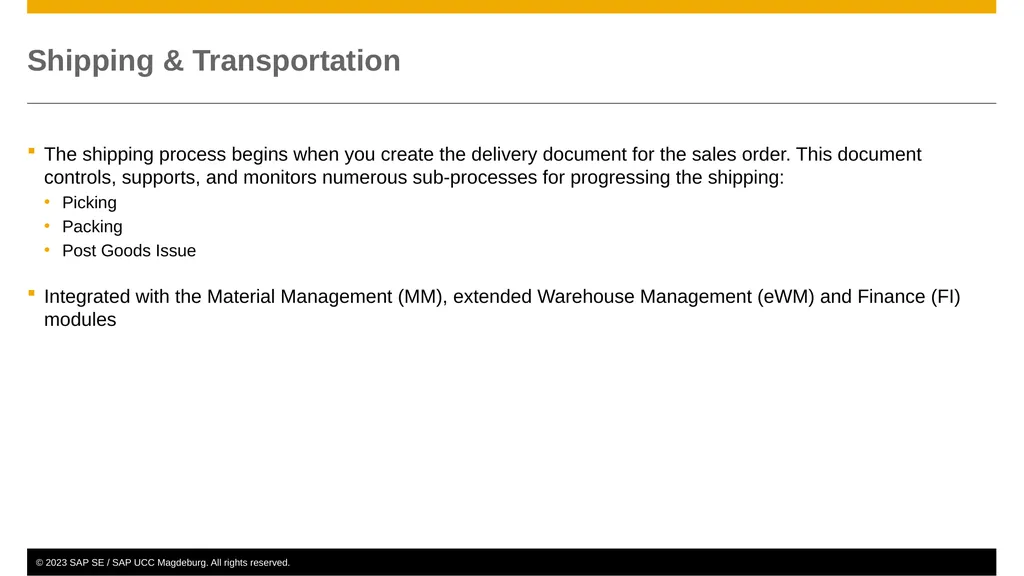 Sales and Distribution (SD) Curriculum: - slide 35 of 46