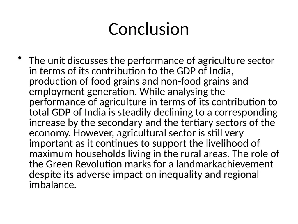 Performance of Agricultural Sector Prepared By Dr. - slide 12 of 12