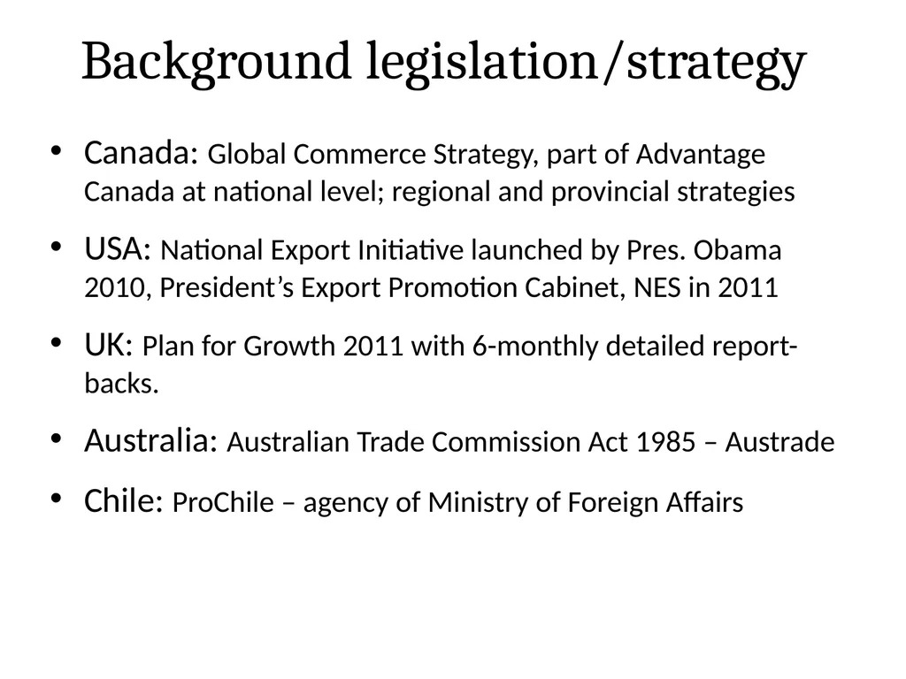 National Export Strategy Subtitle: International - slide 5 of 28