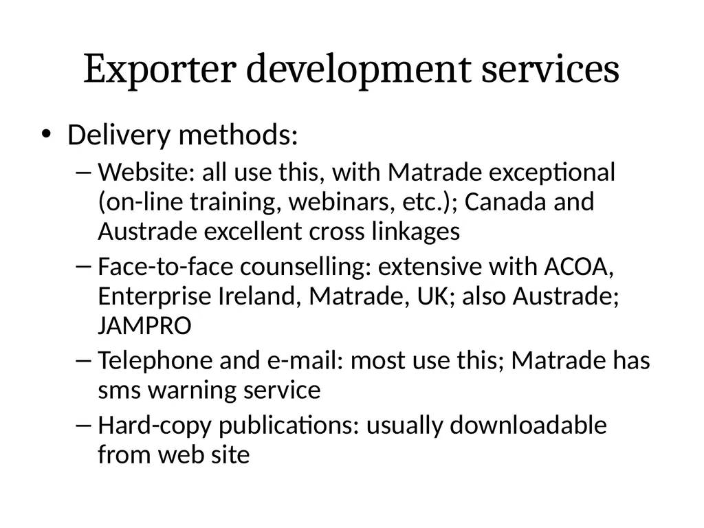 National Export Strategy Subtitle: International - slide 24 of 28
