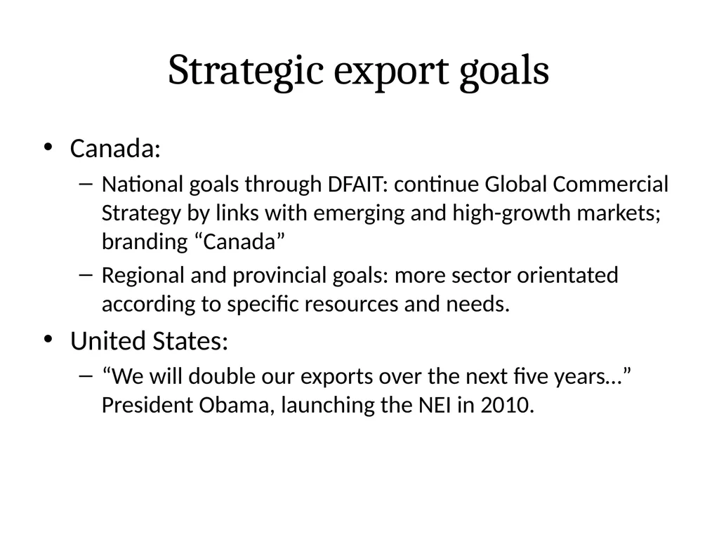 National Export Strategy Subtitle: International - slide 10 of 28