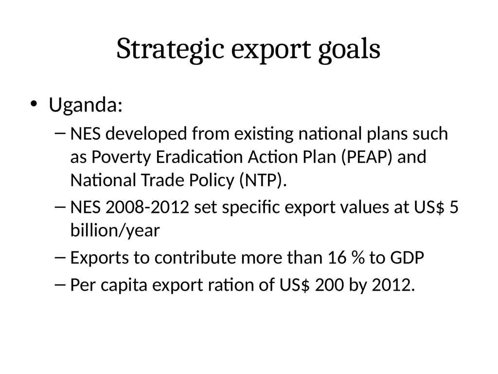 National Export Strategy Subtitle: International - slide 8 of 28