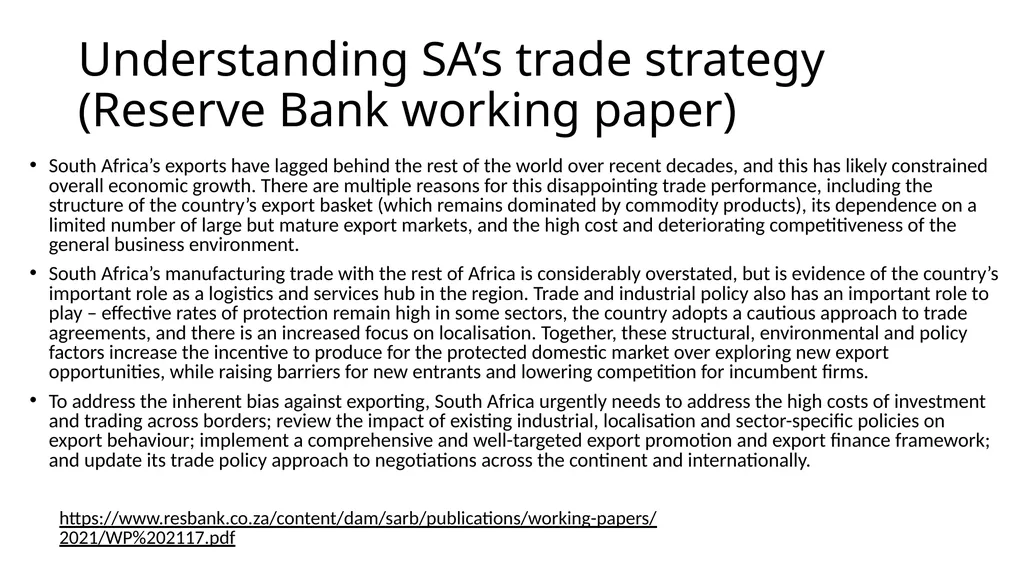 Unpacking SA’s Foreign Economic Engagements: - slide 6 of 7