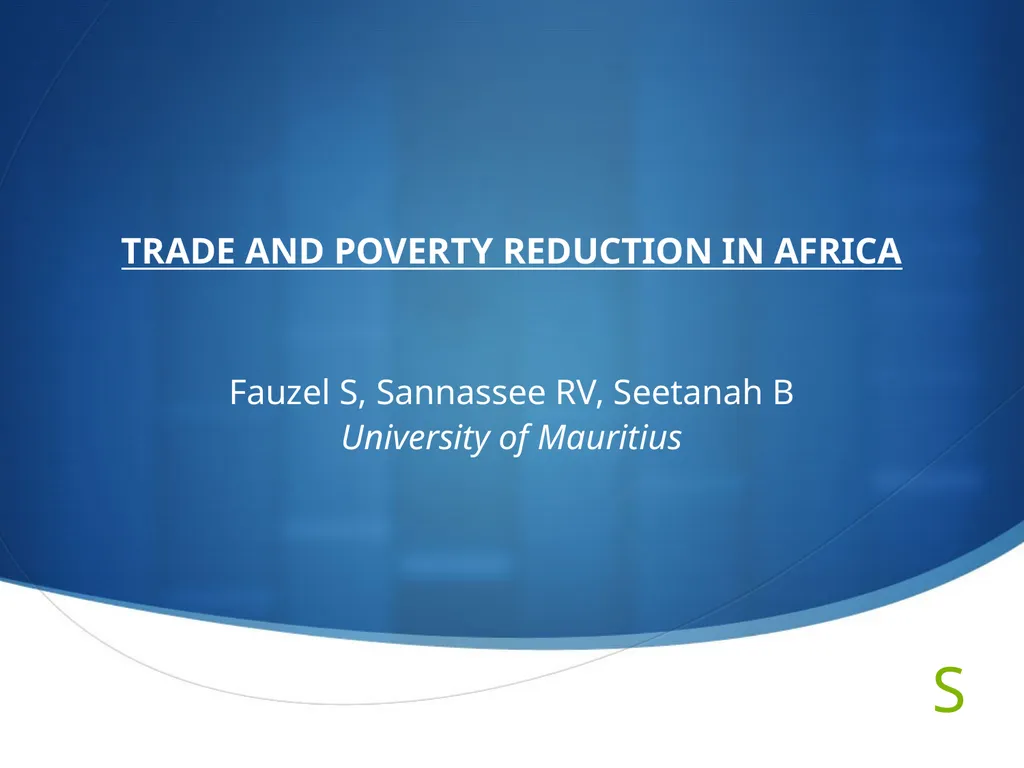 TRADE AND POVERTY REDUCTION IN AFRICA Fauzel S, - slide 1 of 19
