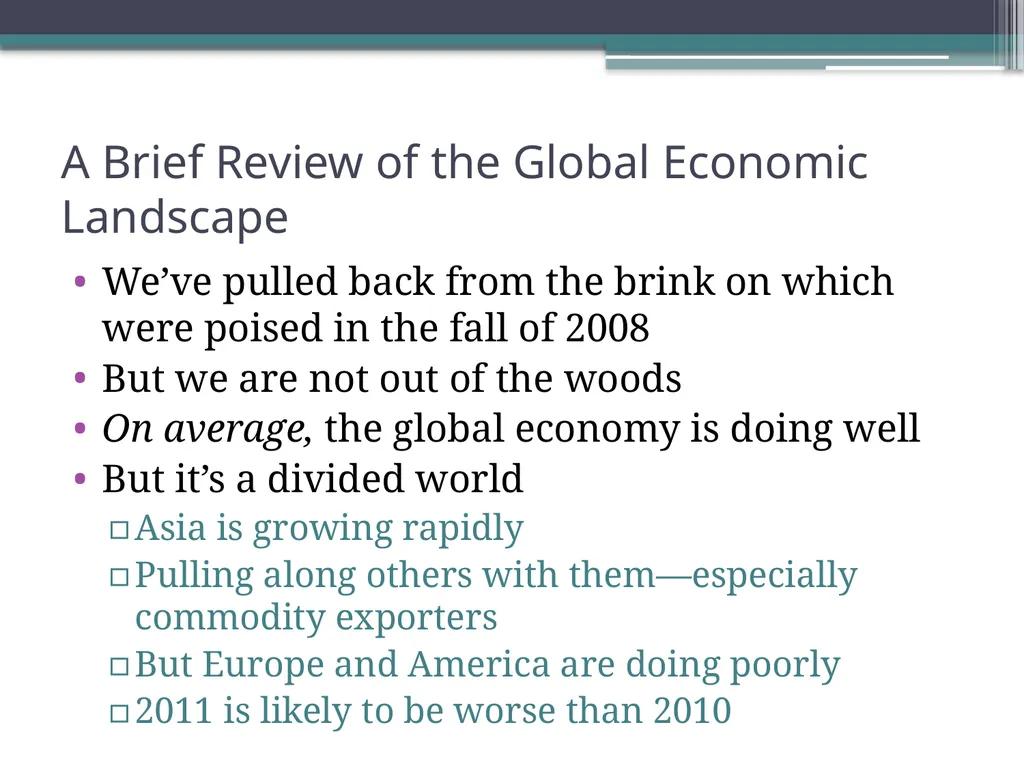 POST FINANCIAL CRISIS: Options for SIDS & emerging - slide 2 of 24