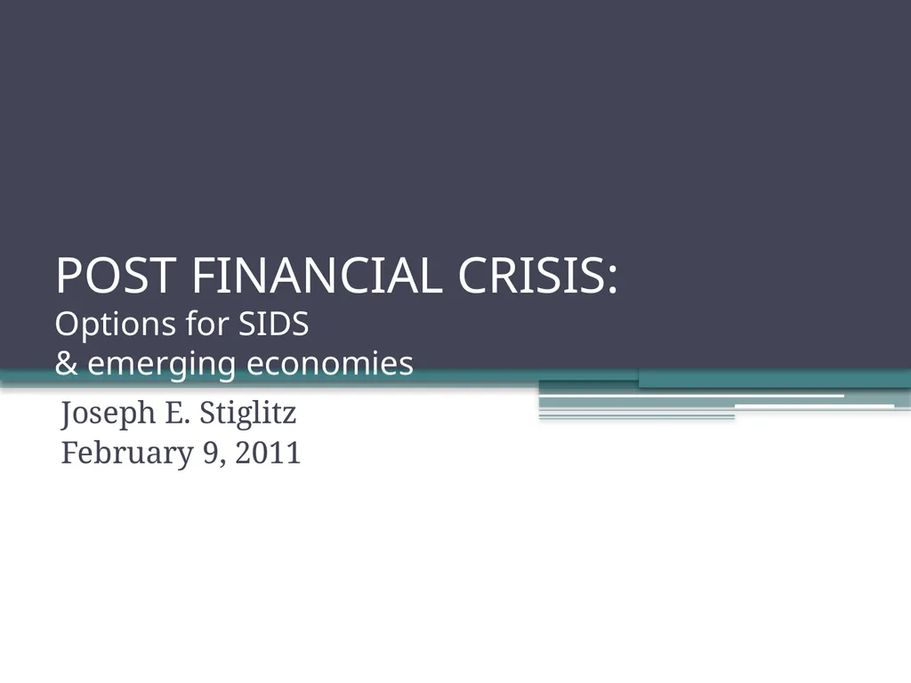 POST FINANCIAL CRISIS: Options for SIDS & emerging - slide 1 of 24