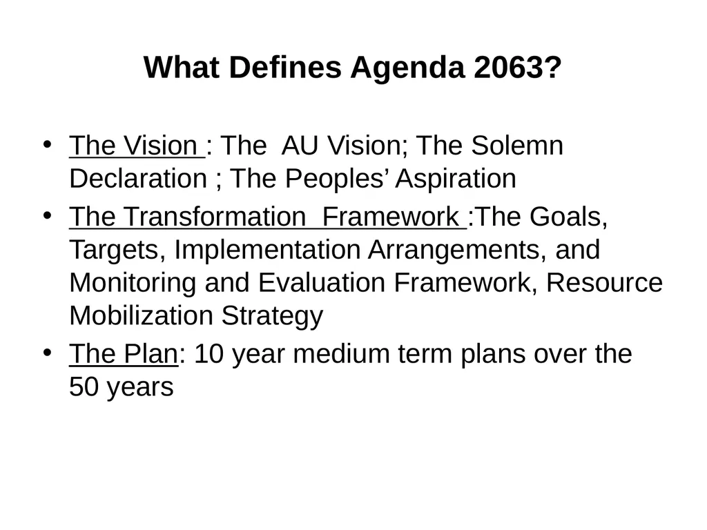 AGENDA 2063: A Shared Strategic Framework for - slide 7 of 38