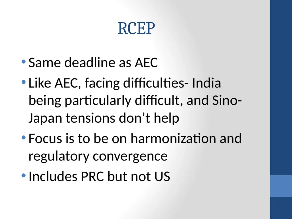 Towards an ASEAN Economic Community (AEC): - slide 22 of 25