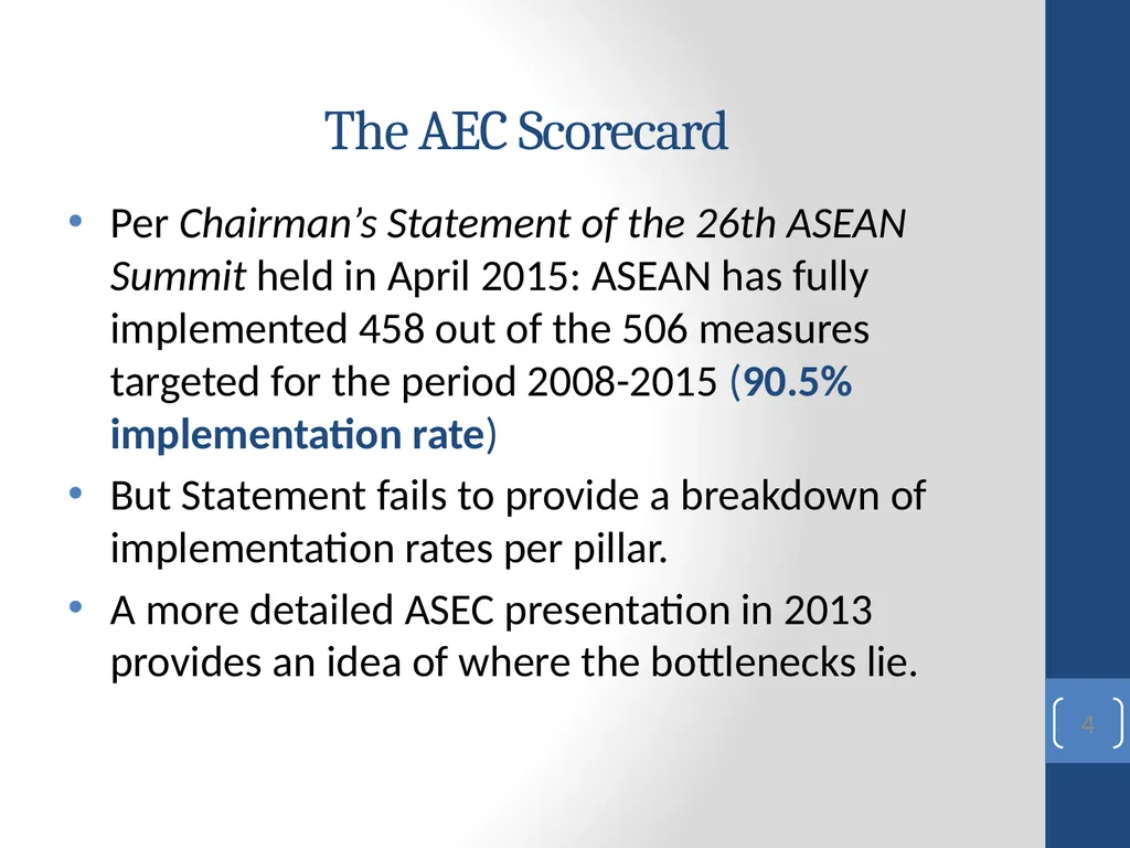 Towards an ASEAN Economic Community (AEC): - slide 4 of 25