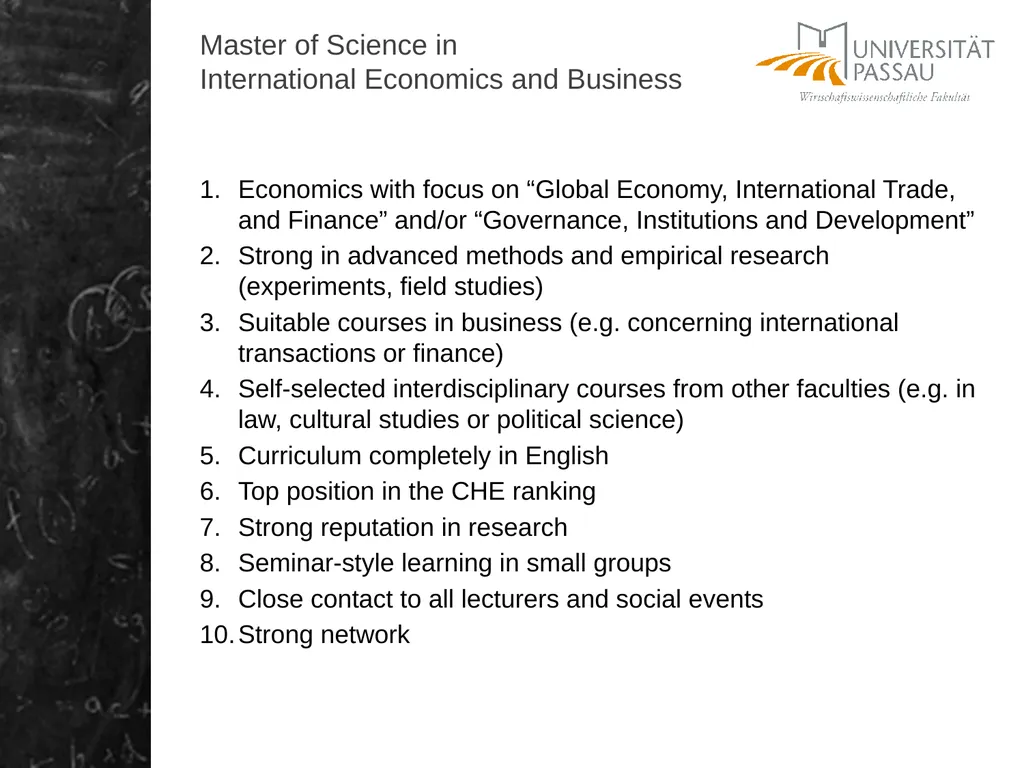 Master of Science in International Economics and - slide 2 of 9