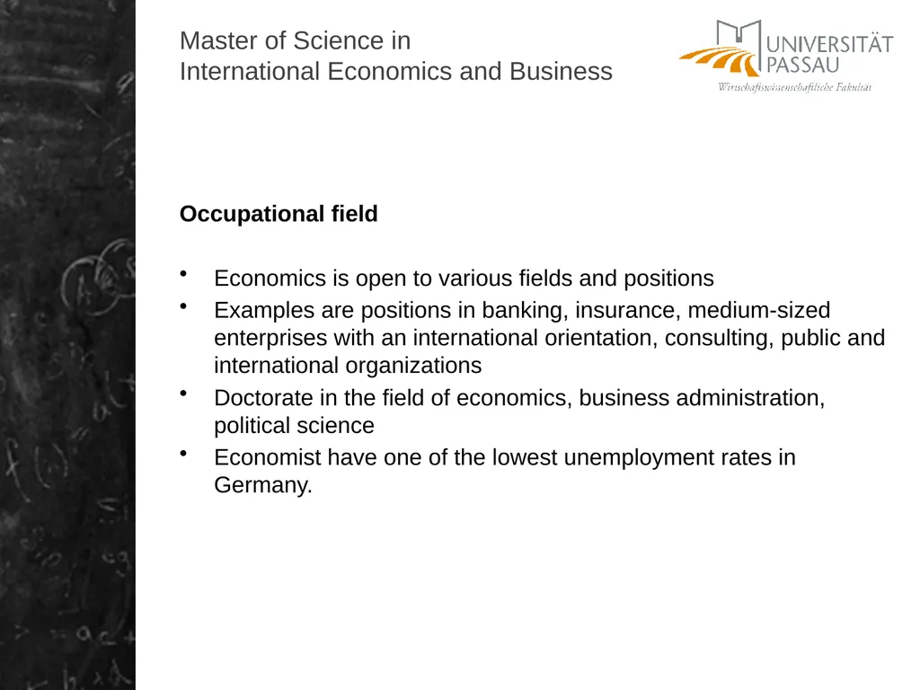 Master of Science in International Economics and - slide 3 of 9