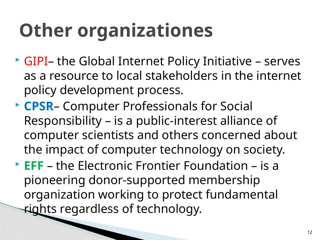 ICT Policy سياسات تكنولوجيا المعلومات والاتصالات - slide 12 of 17