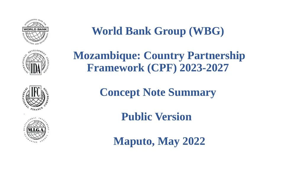 World Bank Group (WBG) Mozambique: Country