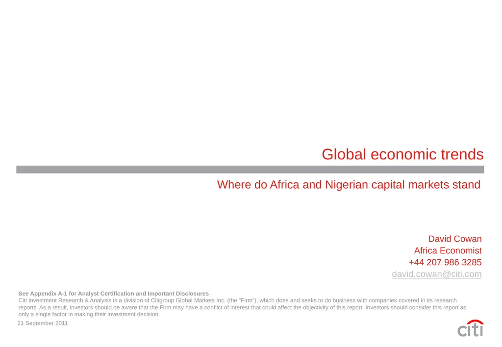 Global economic trends Where do Africa and