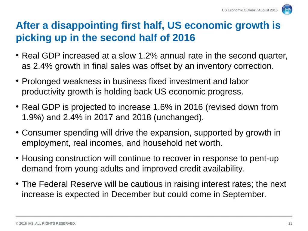 World Economic Outlook 18 August 2016 Sara - slide 21 of 70