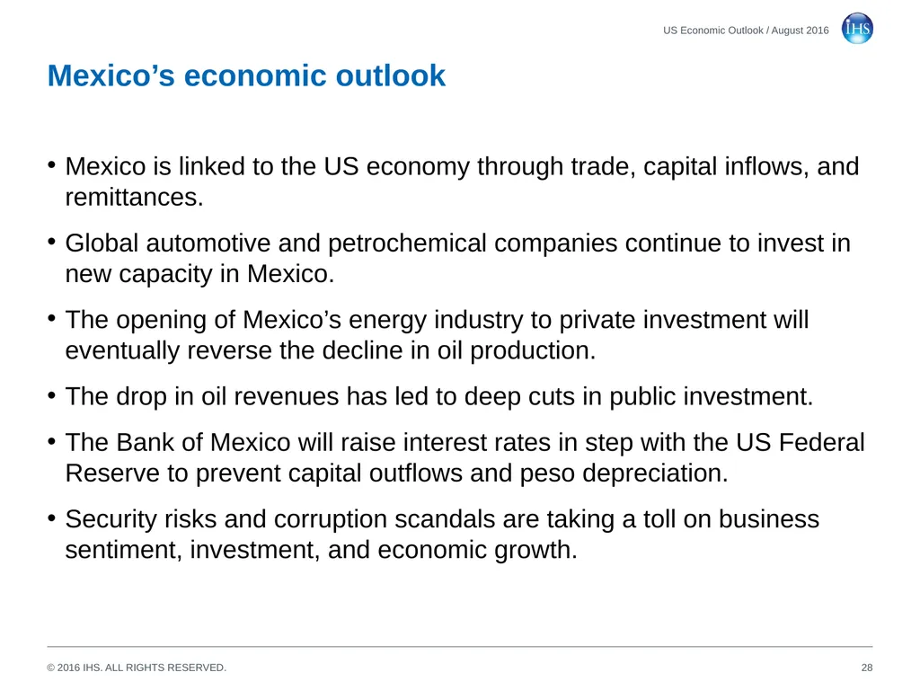 World Economic Outlook 18 August 2016 Sara - slide 28 of 70
