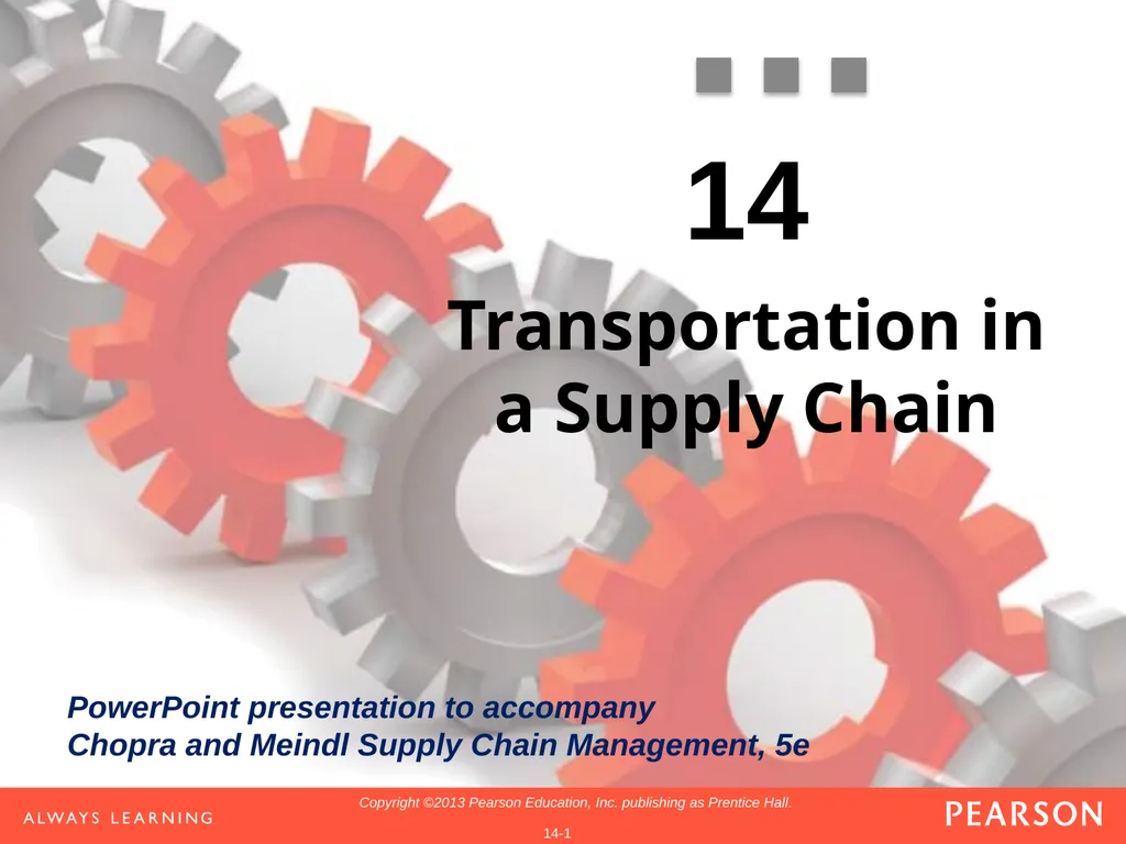 14 Transportation in a Supply Chain Learning - slide 1 of 49