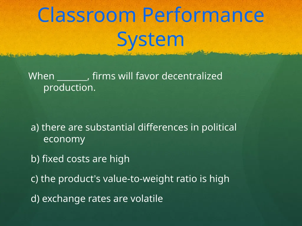 Global Production, Outsourcing and Logistics Dr. - slide 18 of 30