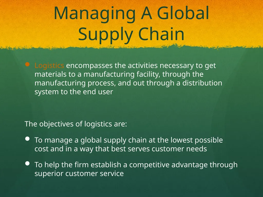 Global Production, Outsourcing and Logistics Dr. - slide 28 of 30