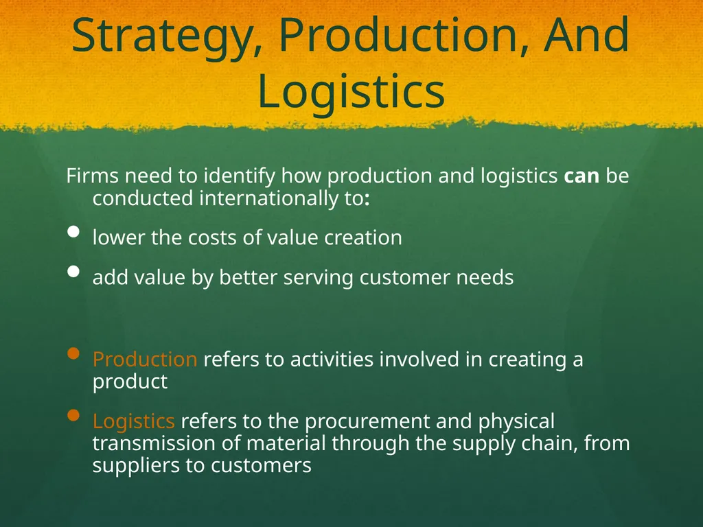 Global Production, Outsourcing and Logistics Dr. - slide 3 of 30