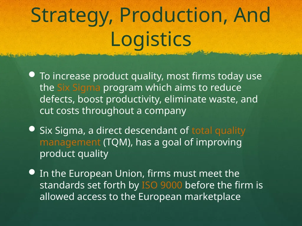 Global Production, Outsourcing and Logistics Dr. - slide 5 of 30
