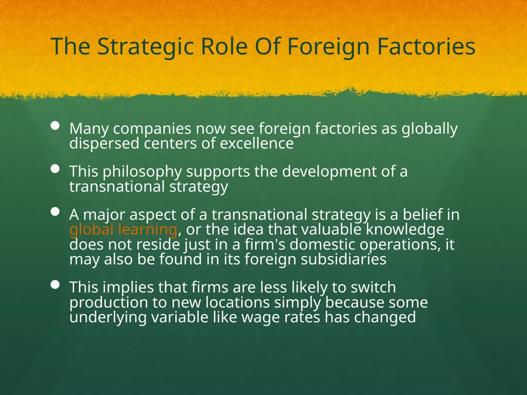 Global Production, Outsourcing and Logistics Dr. - slide 20 of 30