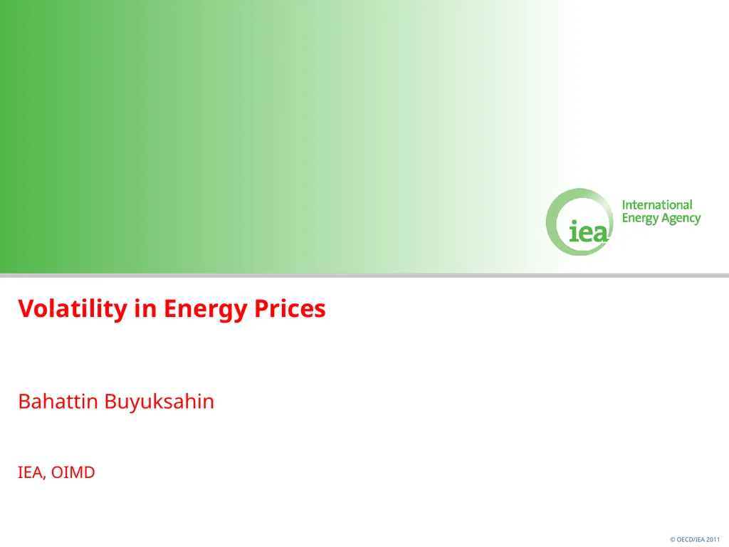 Volatility in Energy Prices Bahattin Buyuksahin