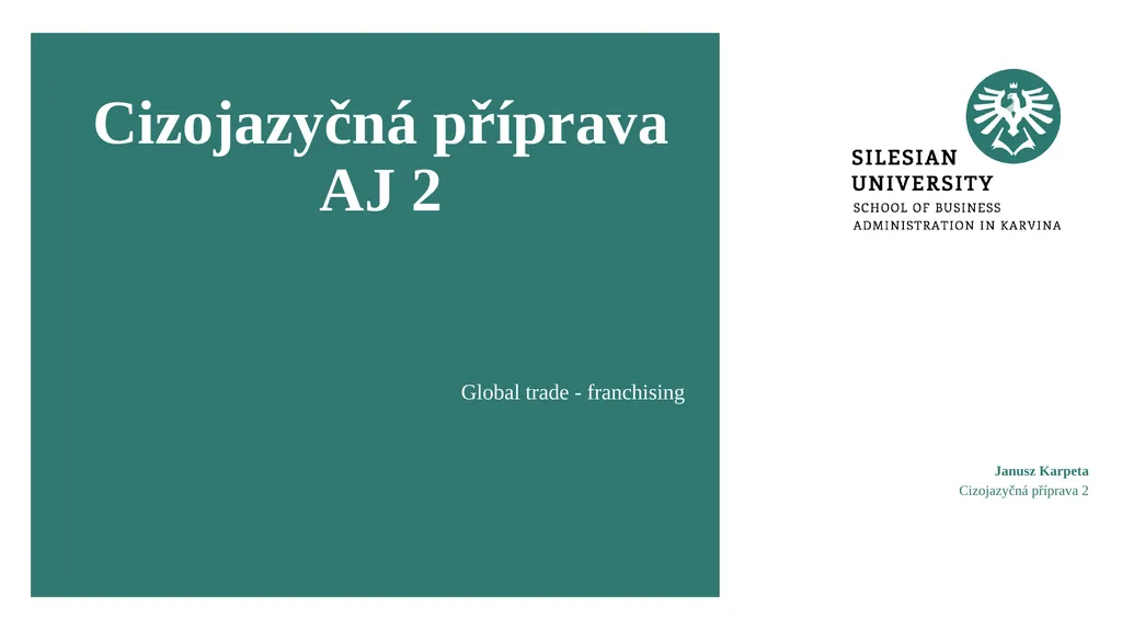 Cizojazyčná příprava AJ 2 Global trade -