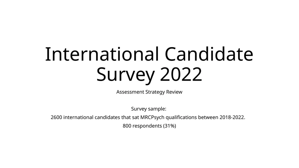 International Candidate Survey 2022 Assessment