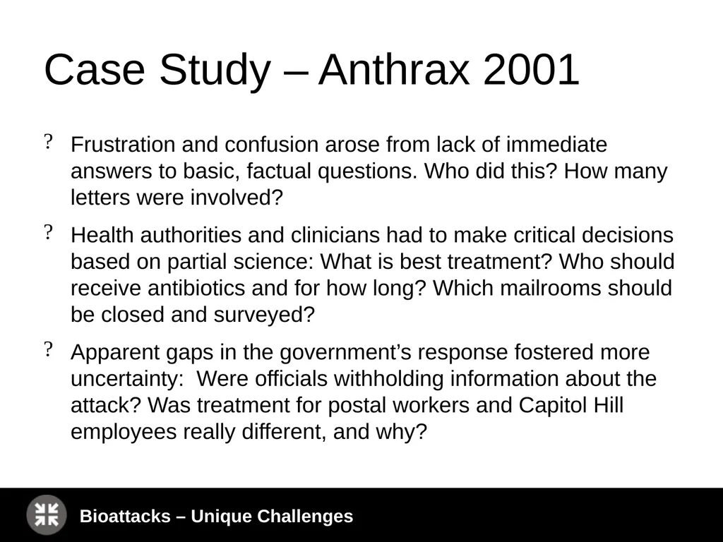 How to Lead During Bioattacks with the Public’s - slide 13 of 39