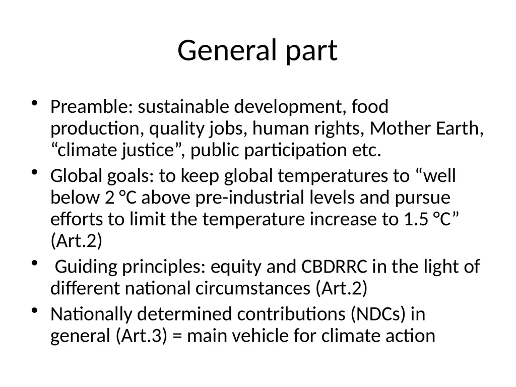Paris Agreement and Rulebook Overview - slide 18 of 73