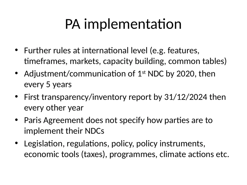 Paris Agreement and Rulebook Overview - slide 73 of 73