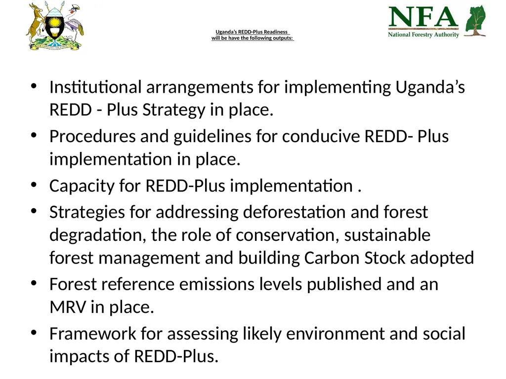 Uganda REDD-Plus Readiness Preparation Proposal - slide 5 of 35