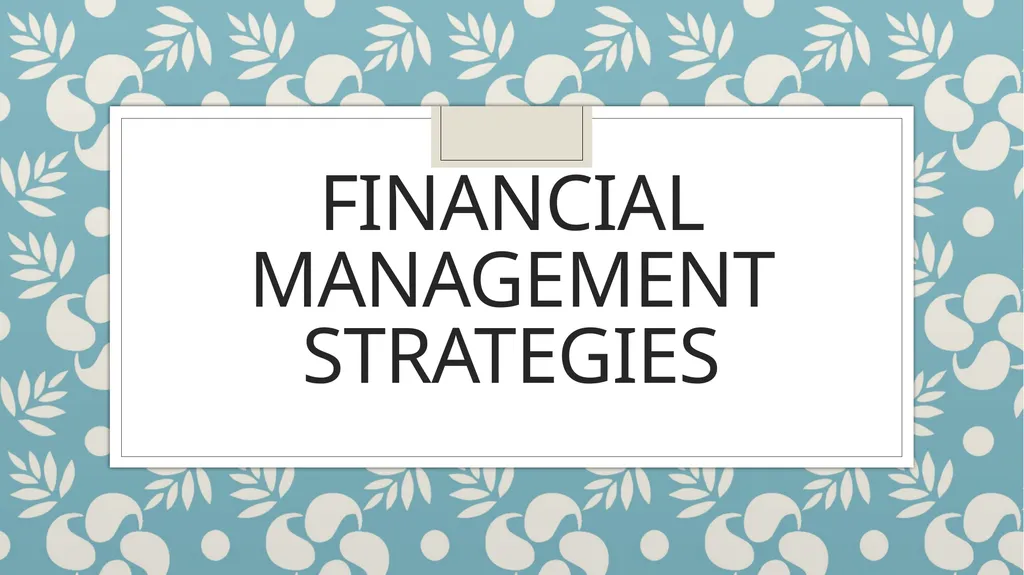 Financial Management Strategies Cash flow