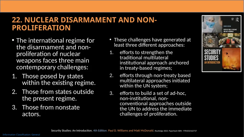 22. Nuclear Disarmament and Non-proliferation The - slide 1 of 12