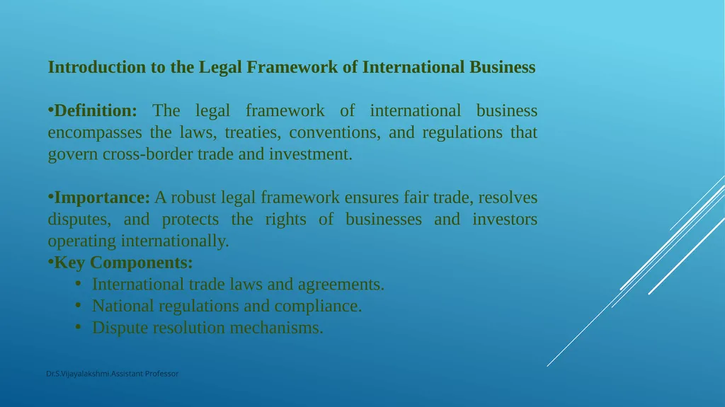 Legal Framework of International Business By - slide 2 of 7