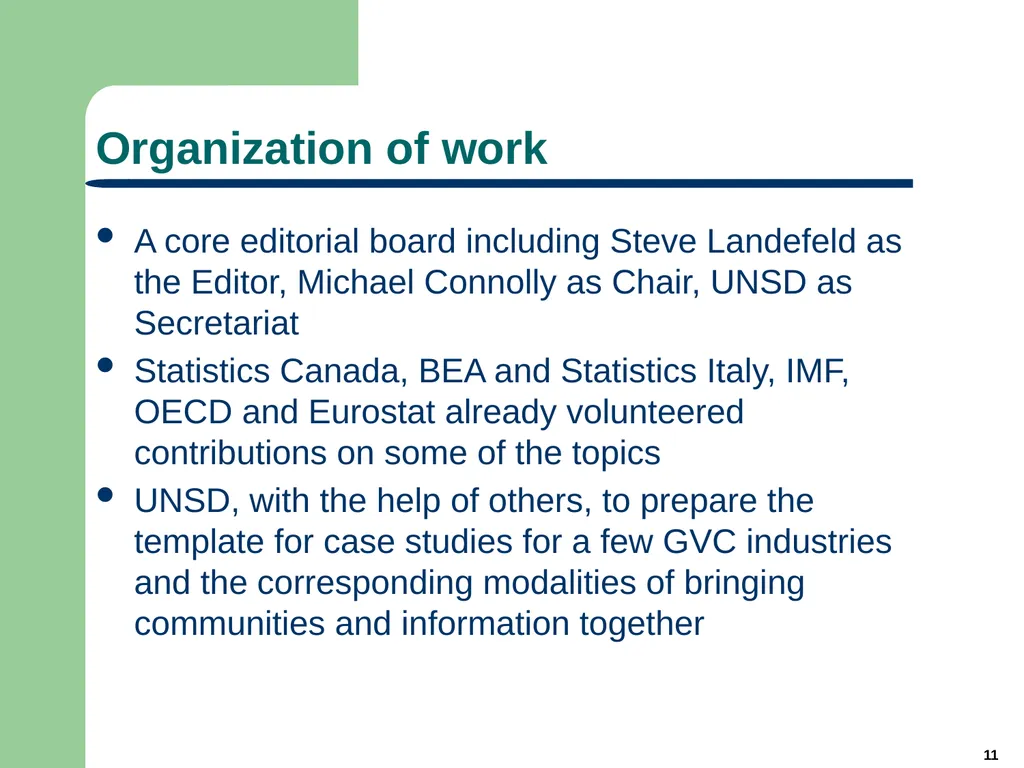 Michael Connelly Chair: Expert Group on - slide 11 of 14
