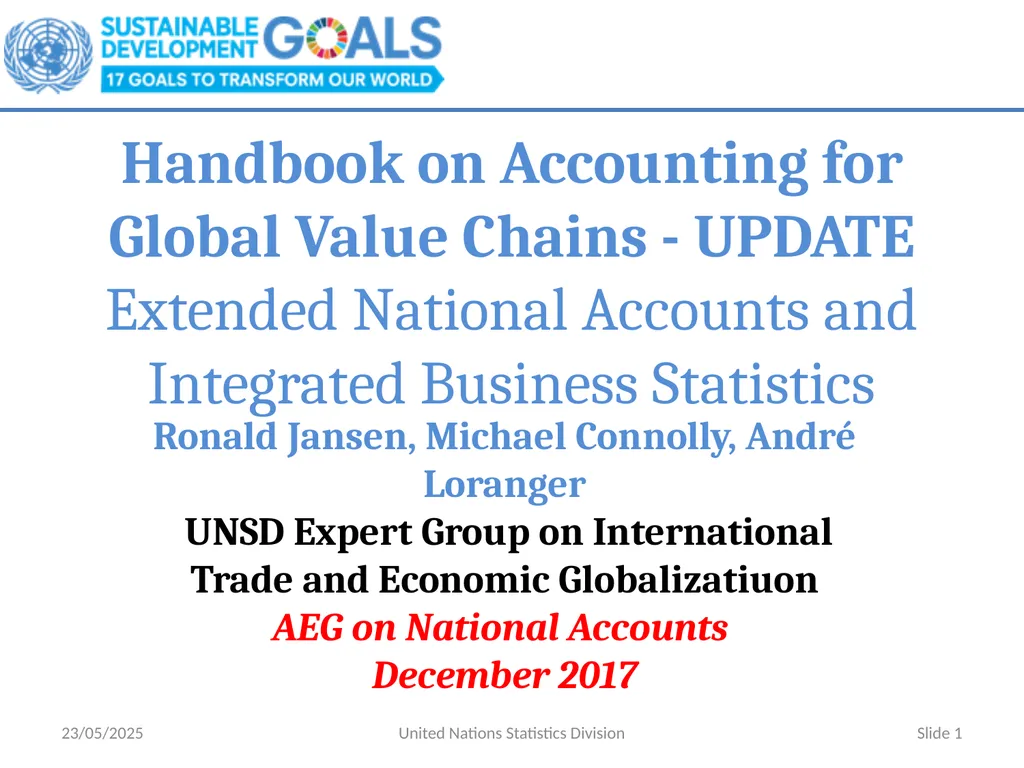 Handbook on Accounting for Global Value Chains - - slide 1 of 25