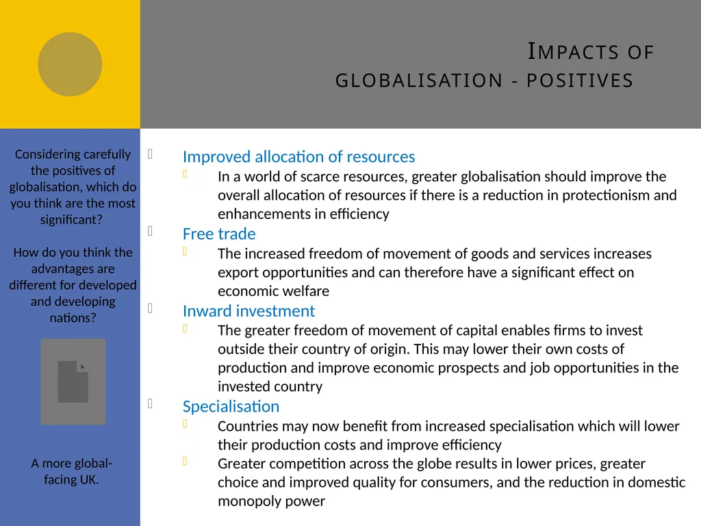 Globalisation B1 Globalisation Draw a spider - slide 8 of 13