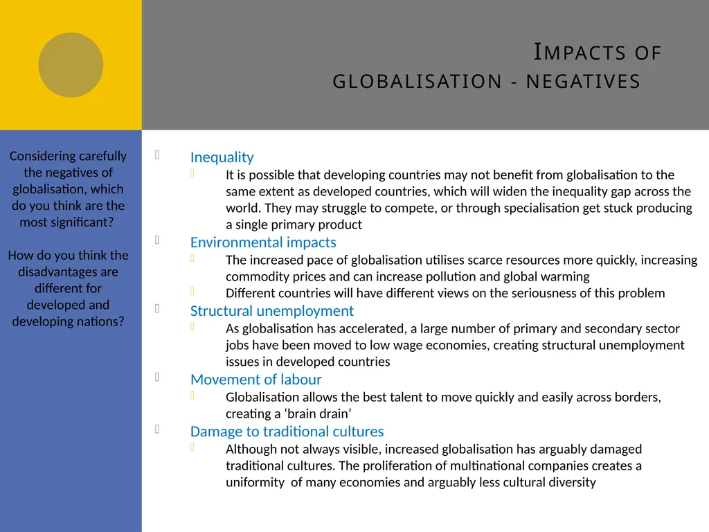 Globalisation B1 Globalisation Draw a spider - slide 9 of 13