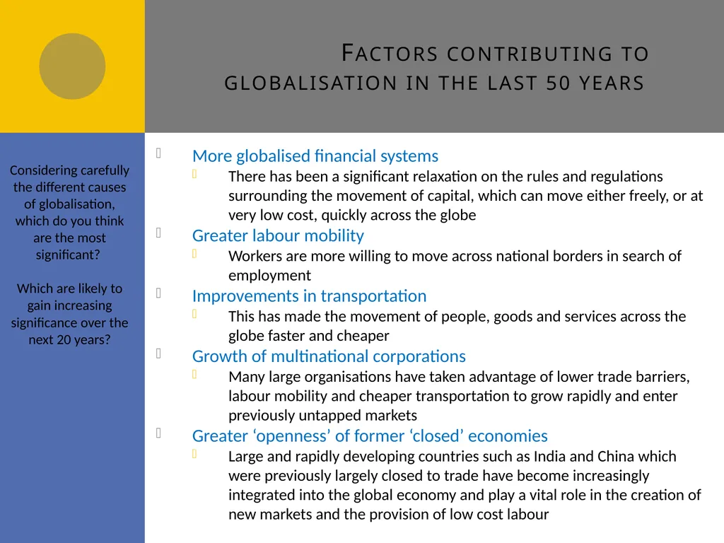 Globalisation B1 Globalisation Draw a spider - slide 7 of 13