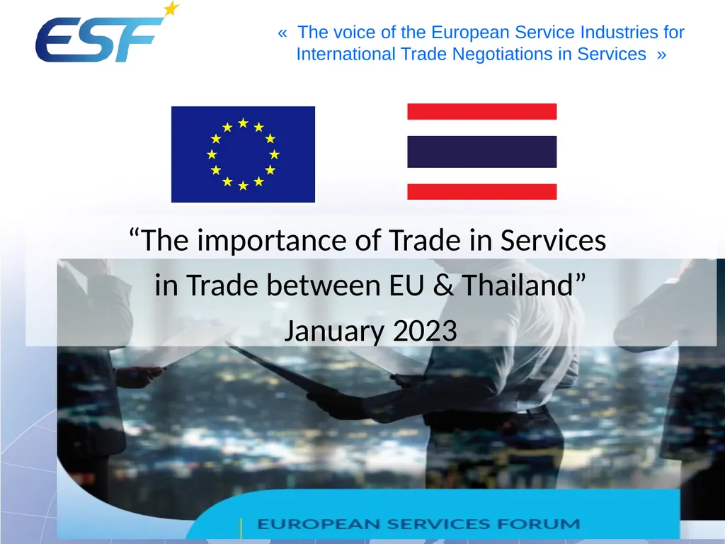 “The importance of Trade in Services in Trade - slide 1 of 13