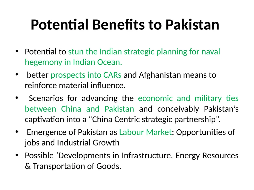 Politics of Economic Corridor: Prospects of - slide 14 of 19