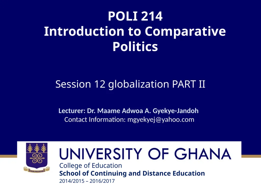 POLI 214 Introduction to Comparative Politics - slide 1 of 25