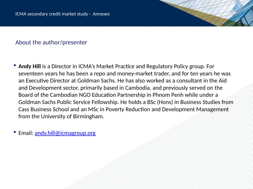 ICMA secondary credit market study: meeting the - slide 20 of 20