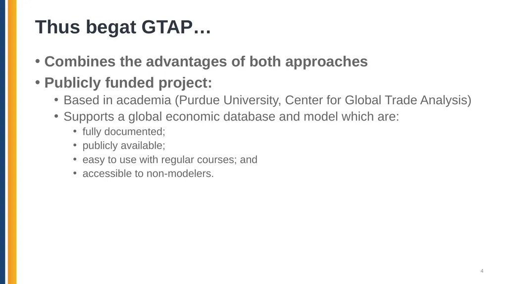 The Global Trade Analysis Project (GTAP): Data, - slide 4 of 22