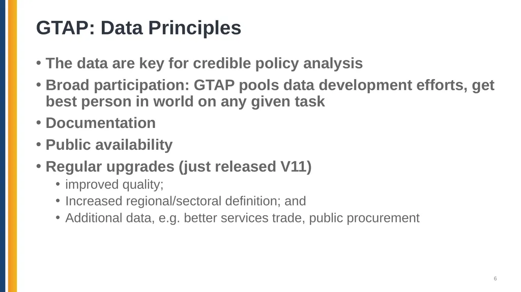 The Global Trade Analysis Project (GTAP): Data, - slide 6 of 22