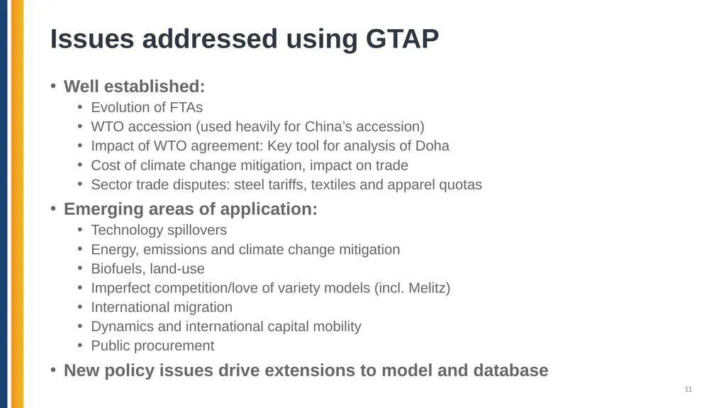 The Global Trade Analysis Project (GTAP): Data, - slide 11 of 22