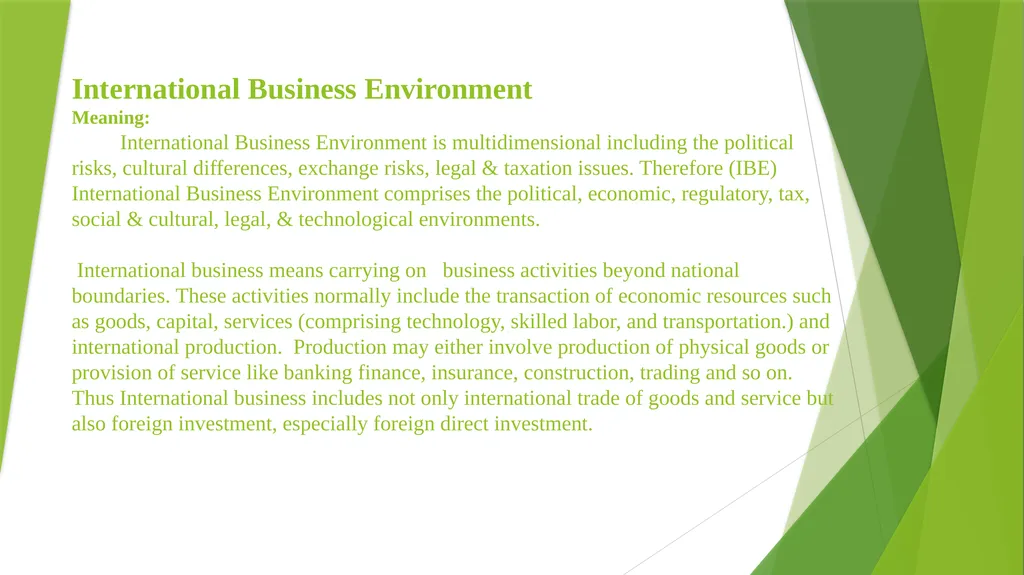 International Business Environment By - slide 2 of 8